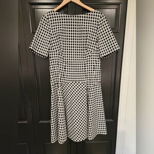 Leila Rose Saks Fifth Black White Gingham Check Summer Dress Knee length 12